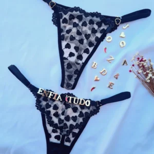 FIO PERS. LULU - TULE CORAÇÃO PRETO COM NUDE - TAMANHO ÚNICO